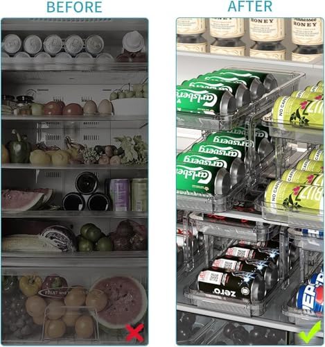 Adjustable Refrigerator Can Organizer, Clear Expandable Dispenser
