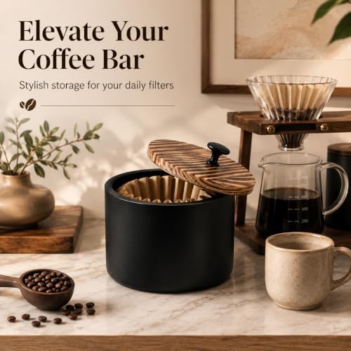 Sokfone Wooden Coffee Filter Holder for Counter, Coffee Filter Storage