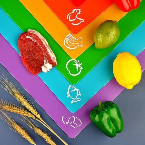 6pcs Plastic Cutting Boards Set, Thickened Bendable Rectangular