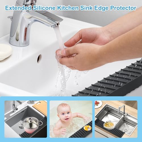 Silicone Faucet Splash Guard 4" x 30", Faucet Water Catcher Mat