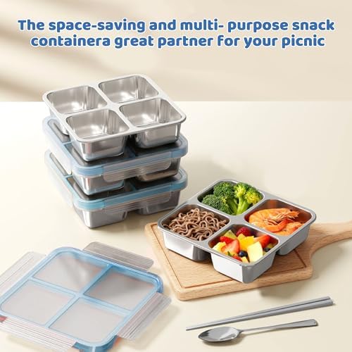 3 Pack Stainless Steel Snack Containers with Lids 25 oz