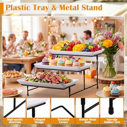 2 Set 3 Tier Serving Trays for Party 12 Inch Serving Platters and