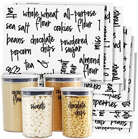 Talented Kitchen Pantry Labels for Food Containers - 157-Piece, Black