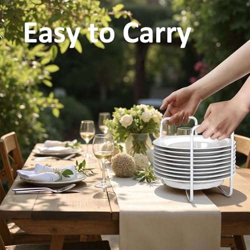 Adjustable Bamboo Plate Organizer for Drawer, Dish Holder for Cabinet