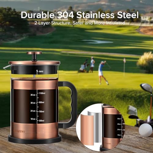 QUQIYSO 51oz Thickened Glass French Press Coffee Maker