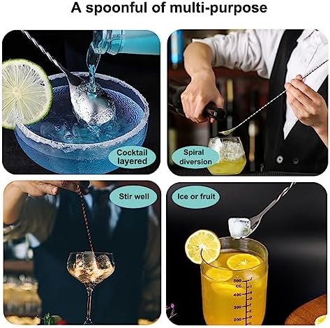 Bell Cocktail Jigger with Measuring Marks (1oz, 2oz) and Mixing Spoon