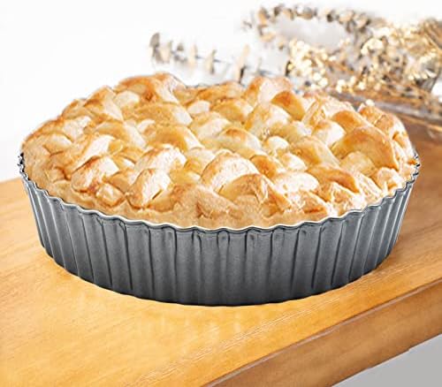 11 x 2 Inches Deep Dish Tart Pan Set of 2, Nonstick Tall Tart Quiche