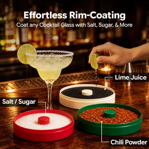 Margarita Salt Rimmer Set, Cocktail Glass Rimming Kit for Sugar, Bar