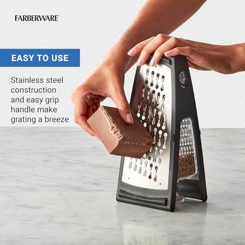Farberware Box Grater with Container, Stainless Steel