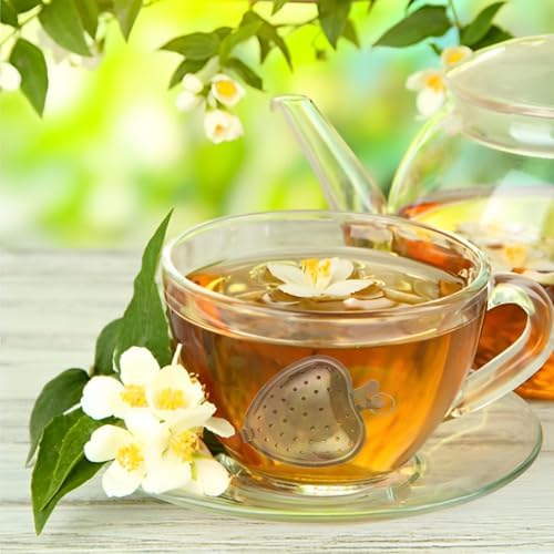 50 Pack Tea Strainer, Stainless Steel Tea Infuser, Heart Tea Ball for