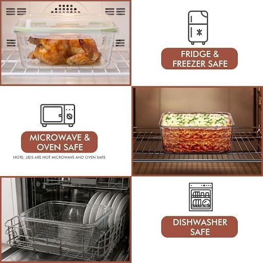 6500 ML Glass Food Storage Container with Airtight Locking Lid