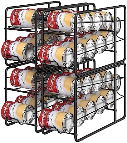 MOOACE Can Organizer for Pantry, 4 Pack, Black