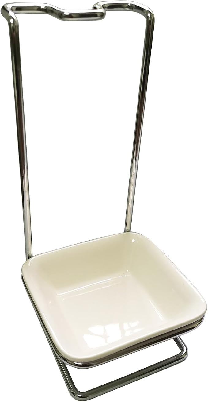 Steel Upright Ladle Holder Square White Ceramic Bowl Spoon Rest Rack Cooking - Image 7
