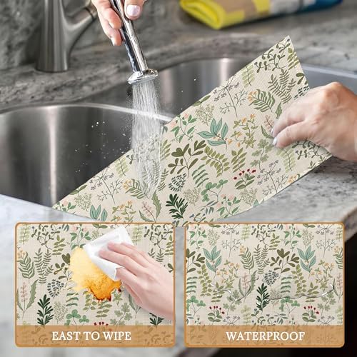 Vintage Leaves and Plants Botanical Placemats Set of 6 Place Mats for