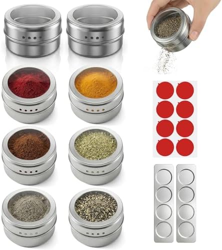 Magnetic Spice Rack with 8 Jars and 2 Plates