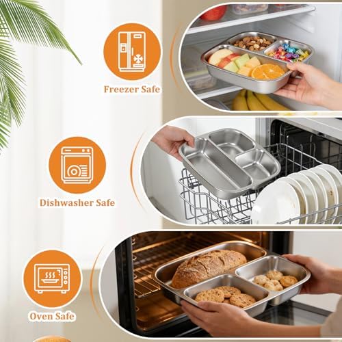 Qtencas 2 Pack Stainless Steel Snack Containers for Kids with Lid