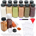 15 Pack 8oz Glass Spice Jars with Grinders, Square Spice Bottles