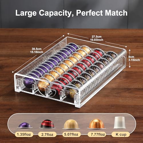 Nespresso Pod Holder Drawer Organizer for Vertuo Pods, Coffee Pod