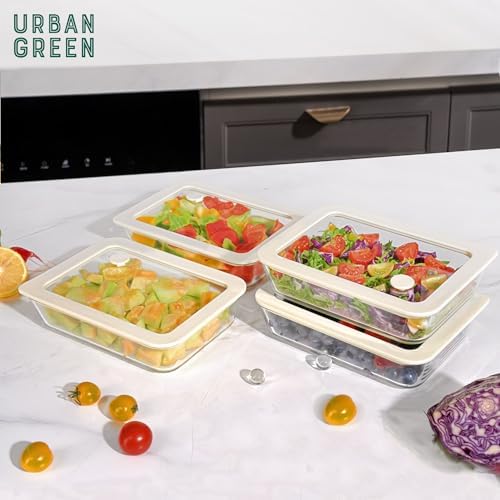 Urban Green 4-Pack Glass Food Storage Containers with Glass Lids