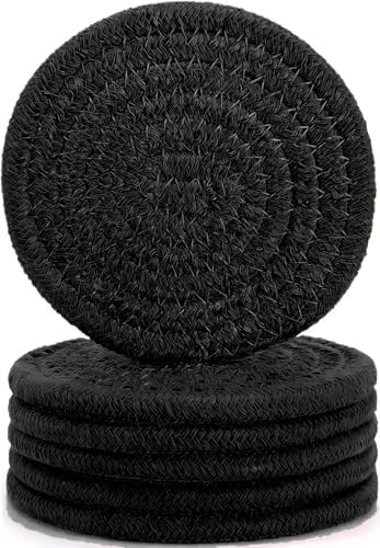 ABenkle Woven Coasters for Drinks Set of 6, Boho Absorbent Drinking