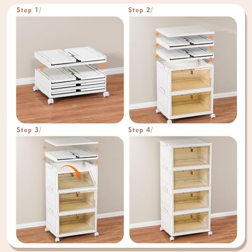 CTSNSLH 4 Tier Plastic Storage Bins with Lid, 32QT