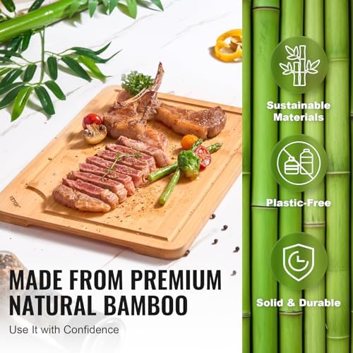 VEVOR Cutting Board 3 Pieces, Premium Versatile Bamboo Cutting Board