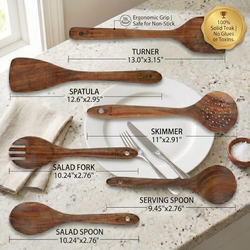 Zuli 6-Piece Teak Wooden Cooking Utensil Set