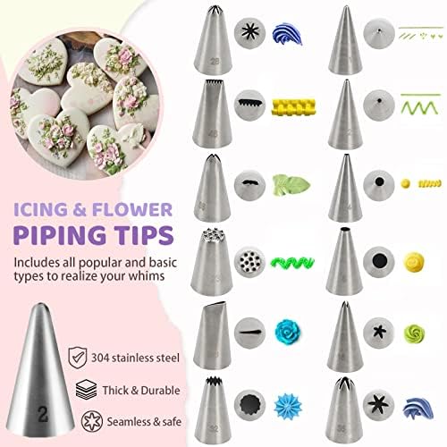 LUSHYUM Cookie Decorating Kit 118pcs with Storage Case, Royal Sugar