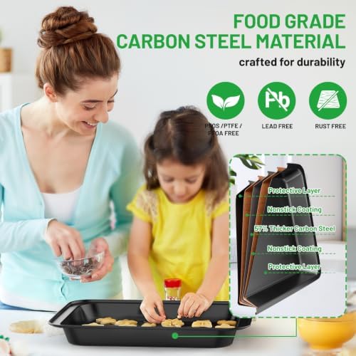 5-Piece Baking Pans Set, Nonstick Bakeware Sets, Black