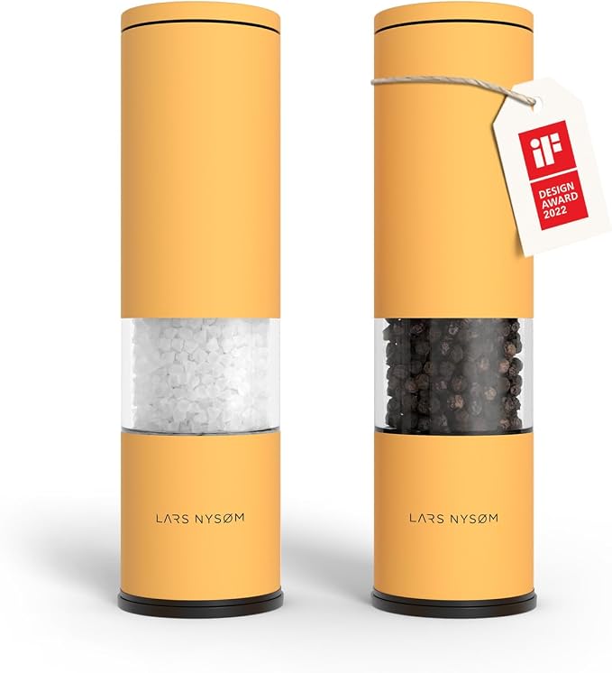 LARS NYSØM Salt and Pepper Grinder Set Manual, Stainless Steel Salt and Pepper by LN