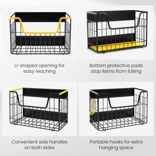 3 Pack Magnetic Fridge Shelves, Metal Fruit and Vegetable Basket