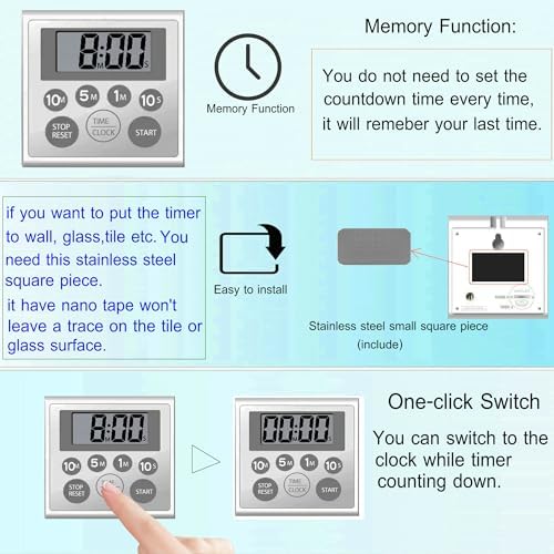Digital Waterproof Shower Timer with Large LCD Display