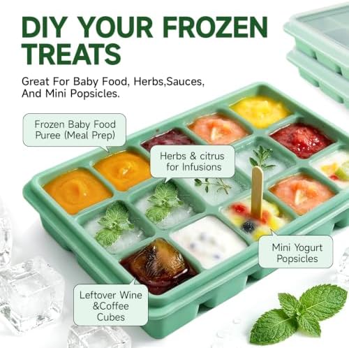 Tvmania Ice Cube Trays Set of 2, 15-Cube Silicone Molds with Removable