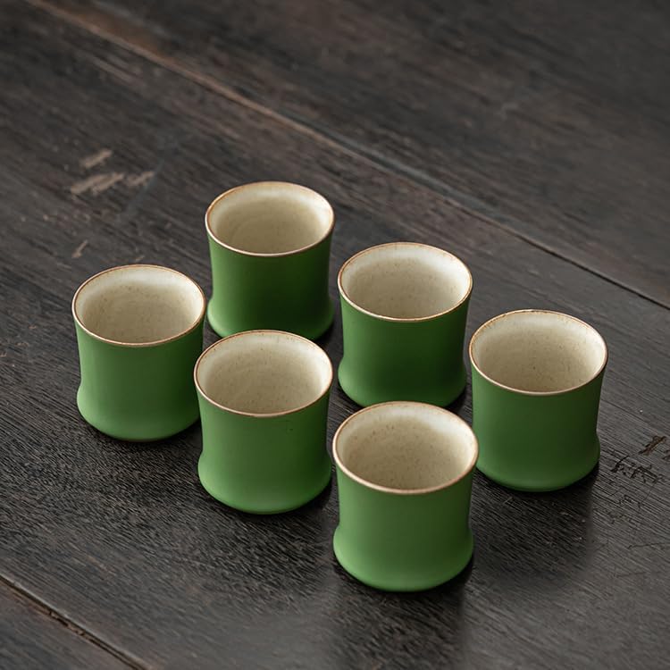 Green ceramic coffee cups (6*6*5.7cm,90ML), 6-piece set of