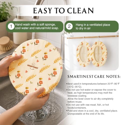 Reusable Beeswax Bowl Covers, 3 Pack, Large