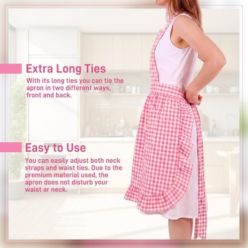 Vintage Apron Ruffle Dress Women 2 Pockets