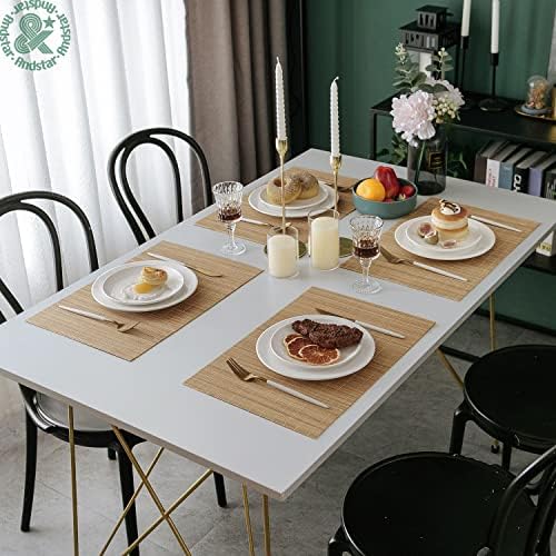 Set of 8 Pcs Bamboo Placemats Sushi Rolling Mat Japanese Style Natural