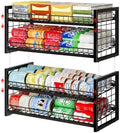JKsmart 2-Tier Stackable Can Organizer, Extra-Long Can Rack for Pantry Storage, Adjustable Can Dispenser Holds Up to 64 Cans, 12mm Metal Frame, Super Sturdy Holders for Various Canned Food Soda-2 Pack