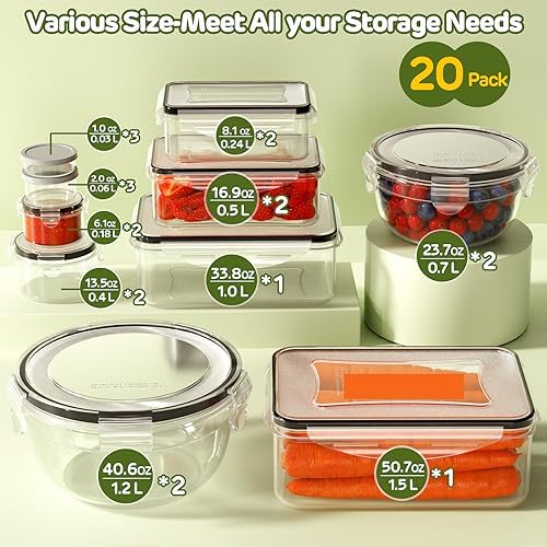 JSCARES 40 PCS Food Storage Containers with Lids