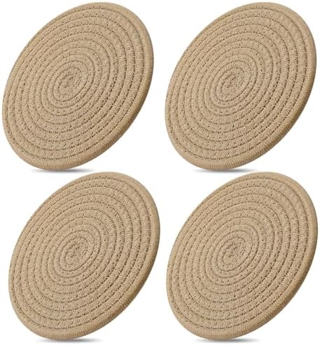 ME.FAN 7 Inch Trivets/Potholders 4 Set Cotton Thread Weave Trivets for