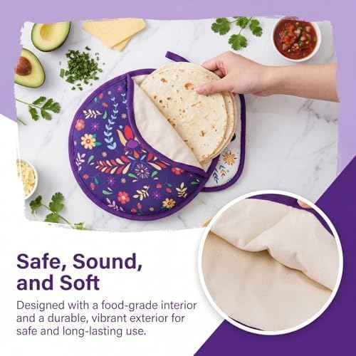 Lyellfe 3 Pack Tortilla Warmer Pouch, Microwave Oven Freezer Safe