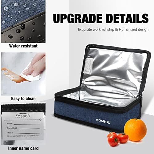 Aosbos Small Lunch Bag, Blue, Unisex, Portable Mini Cooler, Insulated