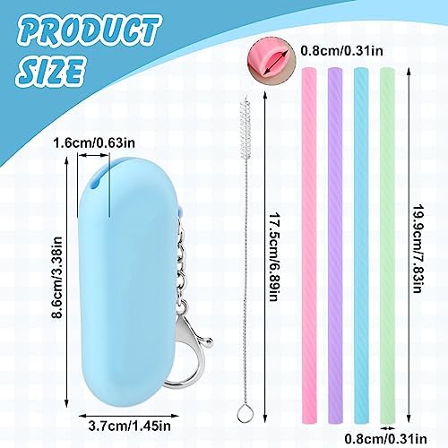 Cobee 4 Set Reusable Silicone Straws Kit, Foldable Portable Straws