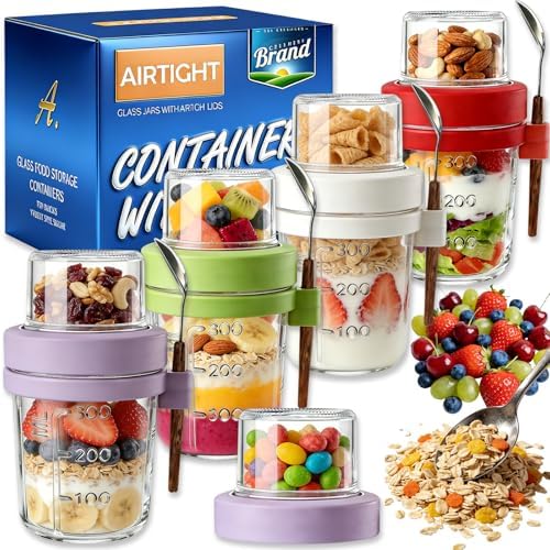 4-Pack 16+4 OZ Glass Mason Jars with Lids and Spoons