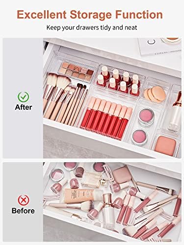 SMARTAKE 13 PCS Drawer Organizer 5-Size Desk Makeup Drawer Organizer