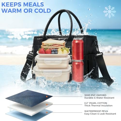 Insulated Lunch Bag Women, 18L Large Tote Lunch Box for Women