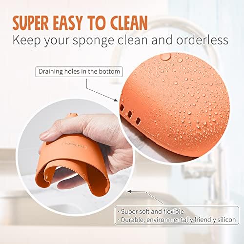 Sophie & Panda Silicone Sponge Holder, Set of 2, White and Grey