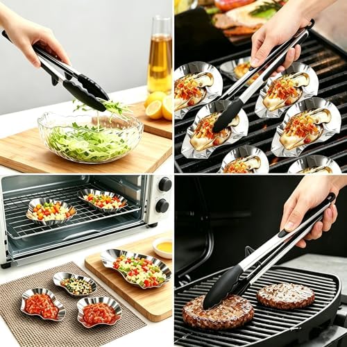 304SS Oyster Grill Tray and Silicone Tongs BBQ Set, 16-Piece