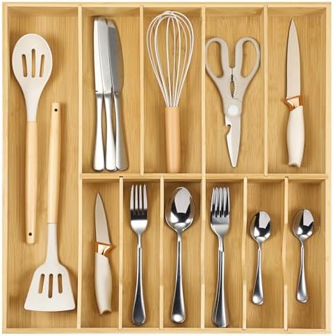 Fabsome Silverware Organizer for Kitchen Drawers, 2.5'' Deep 18.8''