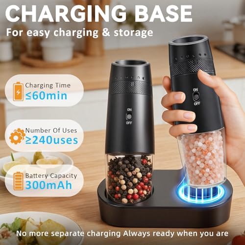 Rechargeable Salt and Pepper Grinder Set, USB-C